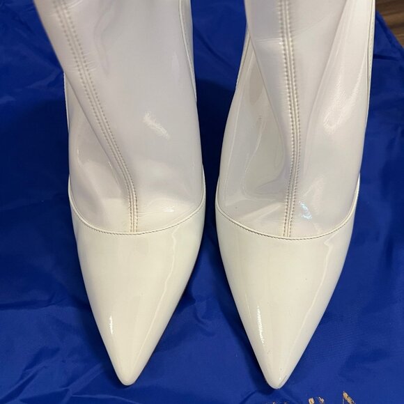Aquazzura Zen White Soft Patent Leather Ankle Boots Booties SZ 35 35.5 5 5.5 - Picture 7 of 10